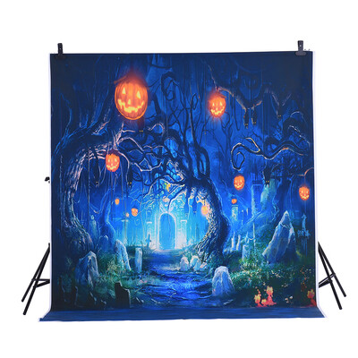 

Andoer 15 2m Photography Background Backdrop Digital Printing Hallowmas Halloween Pumpkin Graveyard Pattern for Photo Studio