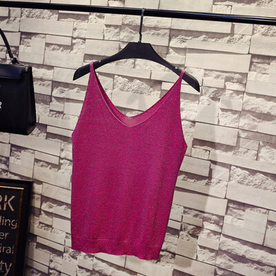 

Women Casual Sleeveless Solid Color Tank Tops Simple Sexy V-Neck Spaghetti Strap Slim Tops Female Thin Camisole Top 9 Colors