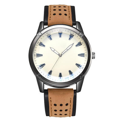 

Fashion Men Analog Quartz Watches Faux Leather Band Round Casual Wristwatch