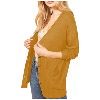 

Toponeto Womens Long Sleeve Solid Color Loose Casual Knit Cardigan Jacket Coat