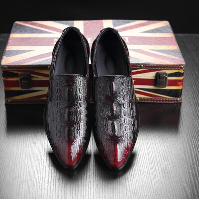 

British style crocodile pattern mens pointed casual shoes men