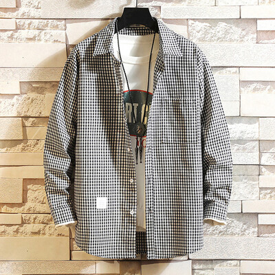 

Tailored Mens Casual Fashion Business Plaid Printing Loose Long Sleeve Shirt Tops Blouse