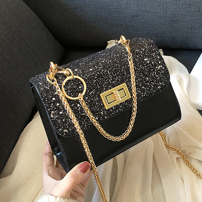 

On the new small bag women 2019 new fashion Joker net red small black bag texture slung Western style womens bags
