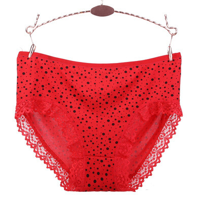 

Womens Underwear Dot Print Briefs Lace Stitching Mid-Rise Panties Female Sexy Briefs Panties