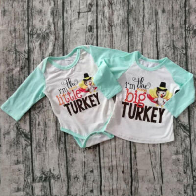 

Thanksgiving Baby Girls Little Big Sister Matching Clothes Romper T-Shirt Tops