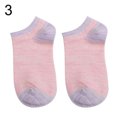 

1 Pair Vintage Women Color Block Low Cut Breathable Cotton Elastic Boat Socks