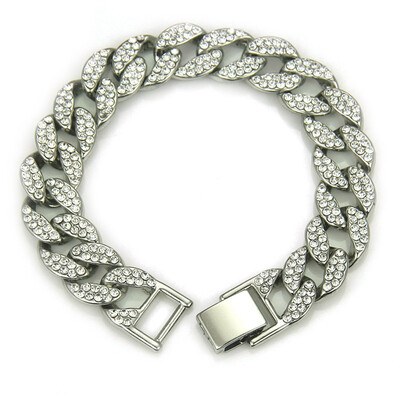 

Hip hop Full Diamond Cuban Necklace Jewelry European And American Hip Hop Rap Accessories