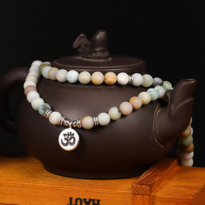 

8mm Silver Alloy Buddha Head Charms Natural Stone Beads Bracelets