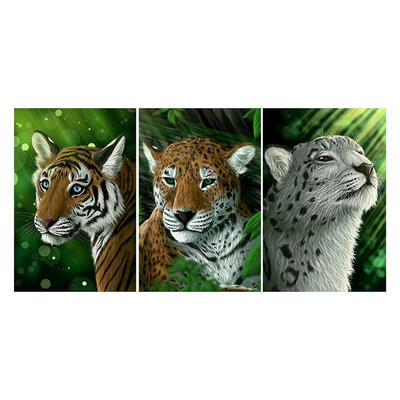 

3pcs 5D DIY Full Drill Square Diamond Painting Tiger Cross Stitch Craft Kit