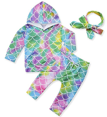 

Newborn Boy Dinosaur Print Hoodie TopsPants Outfit Baby Girl Mermaid Costume