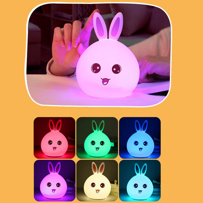 

Gobestart Lovely Rabbit Smile Face Night Light Children Bedroom Decor Mini LED Lamp Bulb