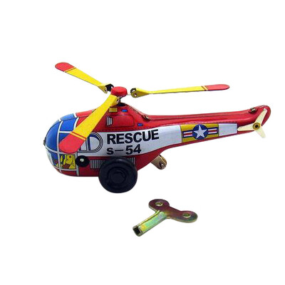 

YIWULATinplate Nostalgic Clockwork Chain Toy Photography Props Small Helicopter