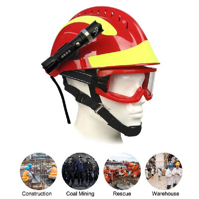 

F2 Emergency Rescue Helmet Fire Fighter Safety Helmets Workplace Fire Protection Hard Hat with Headlamp & Goggles Protective Anti-