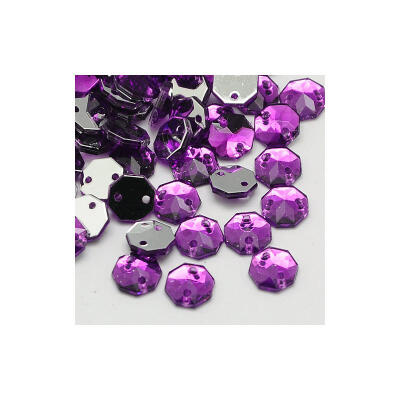 

Sew on Rhinestone Taiwan Acrylic Rhinestone Two Holes Garments Accessories Faceted Octagon Purple 10x95x3mm Hole 1mm