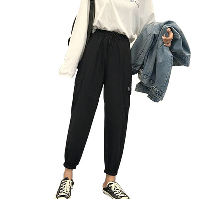 

Spring Harajuku Streetwear Ladies Pants Women Men Casual Solid Big Pocket Pants High Waist Loose Trousers pantalones mujer