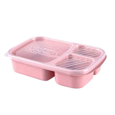 

Wheat Straw Box 3 Grid With Lid Environmentally friendly Microwave Food Box Biodegradable Storage Container Lunch For Picnic