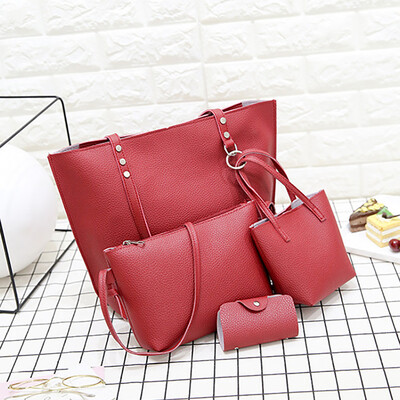 

Tailored Fashion Women Leather Four-Piece Shoulder Crossbody Bag Clutch Wallet Retro Bag