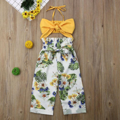 

Summer Toddler Kids Baby Girl Tops VestFloral Pants Outfit Set Clothes