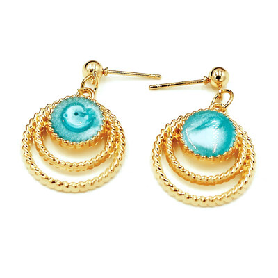 

EK2094 European Sweet Multicolor Round Circles Heart Drip Drop Earring for Women Brinco Trendy Pink Blue Black Jewelry Cute Gift