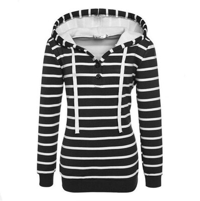 

Starmoon Womens Stripe Loose Casual Long Sleeve Hoodie Sweatshirt Jumper Pullover Tops
