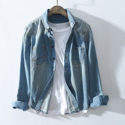 

Toponeto Mens New Fashion Autumn Winter Casual Denim Long Sleeve Pockets Tops Blouse
