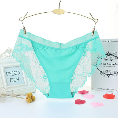 

Seamless womens large size sexy transparent lace nylon crotch underpants