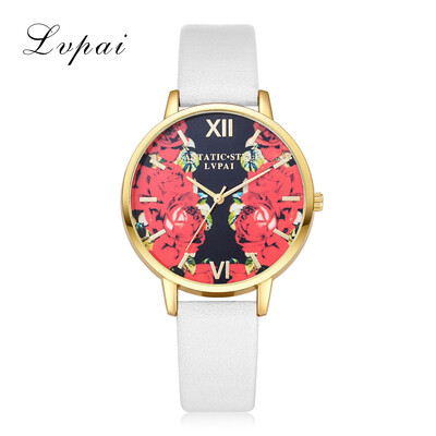 

Top Brand Luxury Women Bracelet Watch Fashion Rose Gold Flowers Leather Simple Women Dress Watches Business Clock Ladies Watches