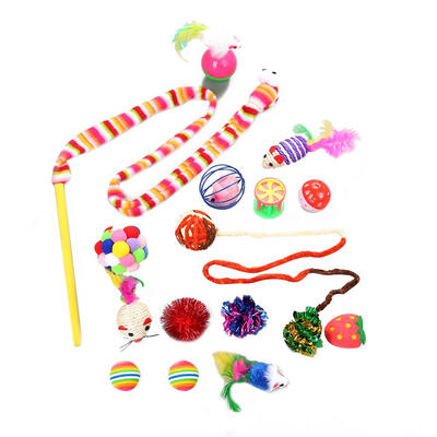 

16pcs Funny Pet Cat Toy Cat Stick False Sisal Mouse Balls Interactive Toys