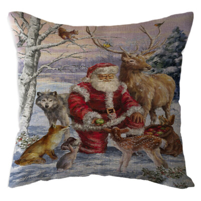 

〖Follure〗Christmas Santa Claus Pillow Case Linen Sofa Throw Cushion Cover Home Decor