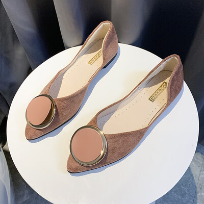 

2019 New Spring Net Red Pointed Single Shoe Womens Flat Shoe Bean Shoe Low heel Night Fairy Wind Gentle Womens Shoe