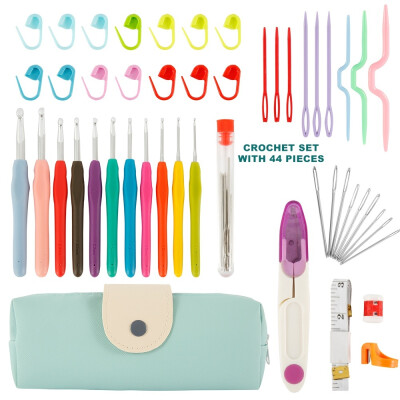 

44 Pcs Crochet Hooks Set with Case for Knitting Ergonomic Handle Crochet Hooks Sewing Tools Set