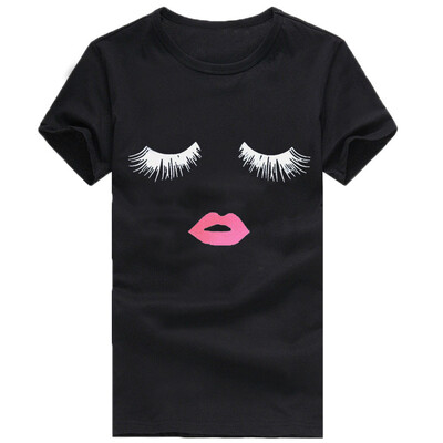 

Nomeni Women Girls Plus Size Cat Print Short Sleeved T-shirt Blouse Tops