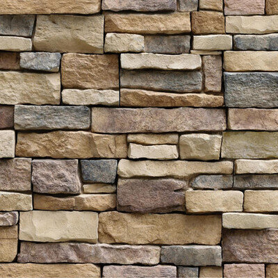 

〖Follure〗2Pc3D Wall Paper Brick Stone Rustic Effect Self-adhesive Wall Sticker Home Decor