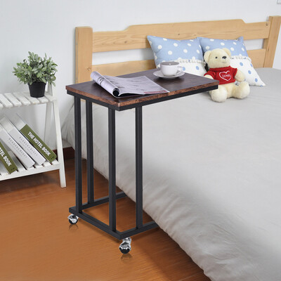

Siaonvr Snack Side Table Computer Desk Wood With Metal Frame And Rolling