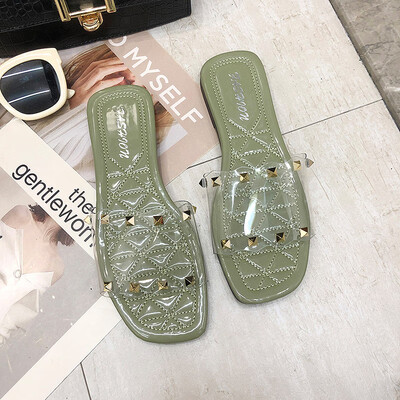 

Sandals women wear 2019 summer new Korean version of Joker fashion transparent net red flat beach womens shoes