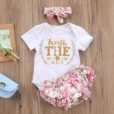 

Newborn Infant Baby Girl Romper Bodysuit Jumpsuit Outfit Sunsuit Clothes 3pcs US