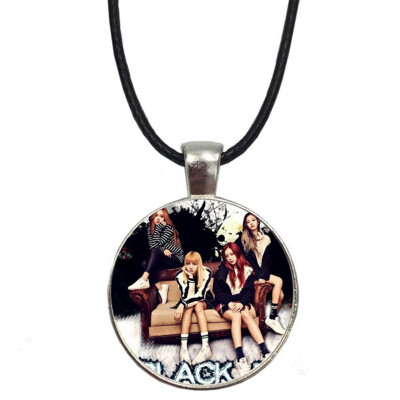 

Kpop Blackpink Simple Time Gemstone Necklace Super Cute HD Picture Printing Pendant Necklace Boys Girls Hot Gifts for Fans