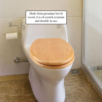 

Greensen Beech Material Toilet Seat with Adjustable Hinges Home Bathroom Accessory Decor Wood Color