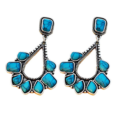 

Ladies Faux Turquoise Inlaid Teardrop Drop Stud Earrings Statement Jewelry Gift