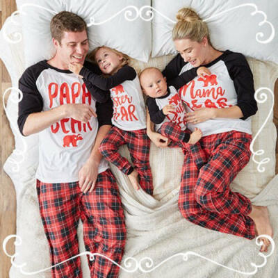 

US Family Matching Christmas Pajamas Set Women Baby Kids Sleepwear Nightwear