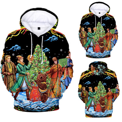 

Toponeto Mens Casual Christmas 3D Print Long Sleeve Hooded Sweater Jacket Coat