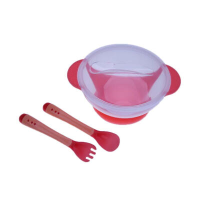 

Baby Toddler Sucker Bowl Set with Spoon Fork Baby Training Eating Bowl