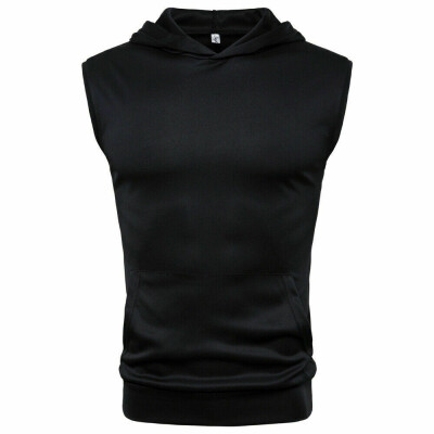 

Men Gym Sleeveless Hooded Hoodie T Shirt Sports Vest Muscle Tank Tops Clothes