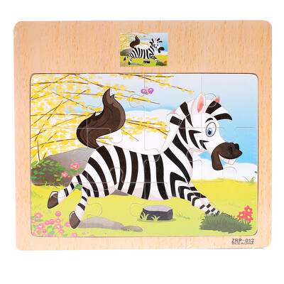 

Tailored Wooden Jigsaw Puzzle toy Children Cartoon Animal Traffic Learning Puzzle Toys