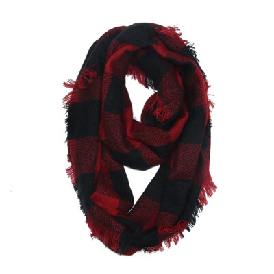 

Gobestart Winter Warm Plaid Ring Neck Warmer Wrap Collar Scarf