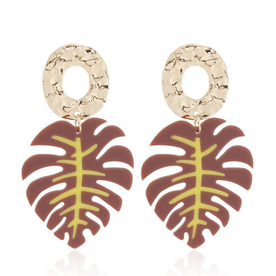 

Solememo New Hot ZA Bohemian Vintage Leaf Design Drop Earrings Tropical Plant Statement Dangle Earrings Aretes De Mujer E3550
