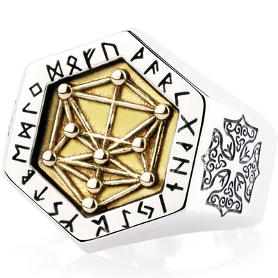 

316L Stainless Steel Nordic Mythology Viking Cabala Totem Rune Ring For Men And Women Fashion Cool Ring Jewelry