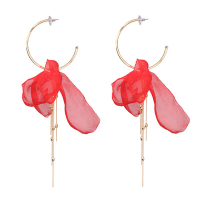 

Bohemia Trendy Yarn Flowers Drop Earrings For Women Wedding Party Jewelry Ethnic Statement Earrings Female 2019