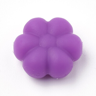 

Food Grade Environmental Silicone Beads Chewing Beads For Teethers DIY Nursing Necklaces Making Flowerr BlueViolet 14x13x6mm