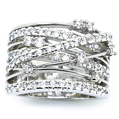 

Sparkling Women Ring Crossover Two-tone Rose Gold Plated Bride Engagement Wedding Rings Size 6 7 8 9 10